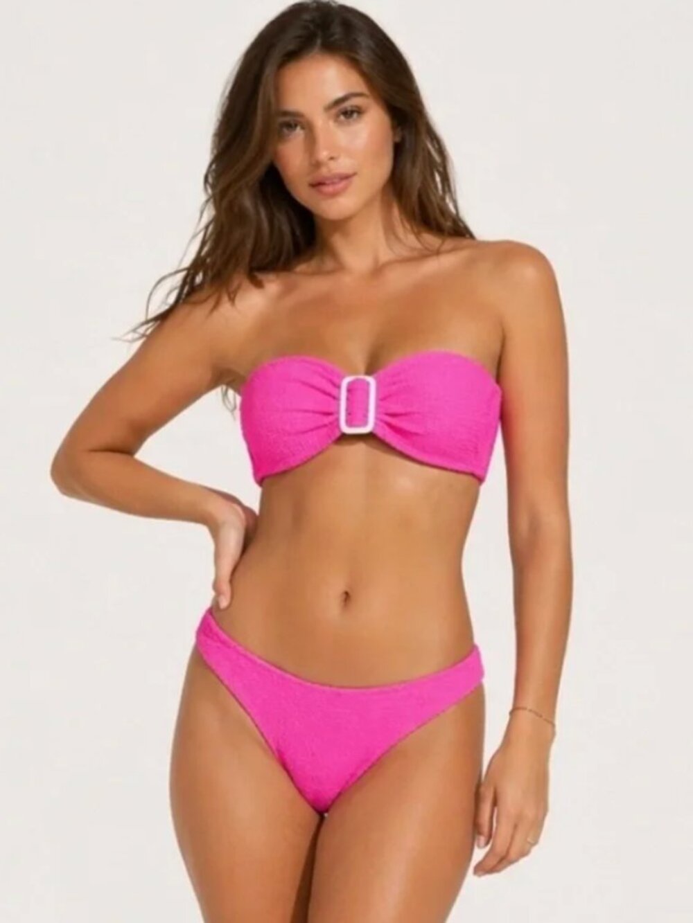 Milly Margot Bandeau Bikini Set (Neon Pink) - Size Small